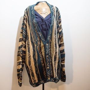 Canada Tundra 2XLT Textured Cardigan Tan/Blues